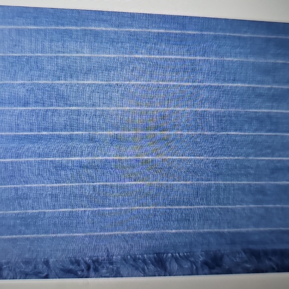 NWT BCBG Linen Blue & White Stripe Wrap Scarf with Fringe 24"x72" - Picture 2 of 10